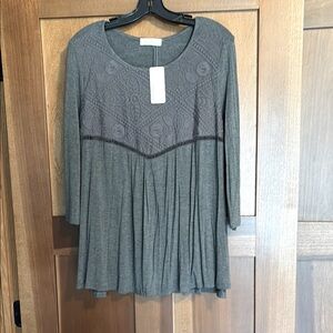 NWT Gray Embroidered Women's Top